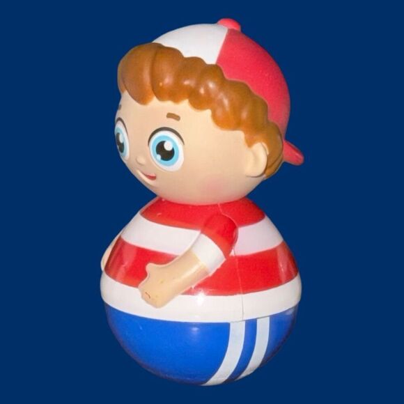 Rare WEEBLES Figure Big W Letter on Back of Shirt Red White Cap Blue Hat Boy B19 - Picture 3 of 6